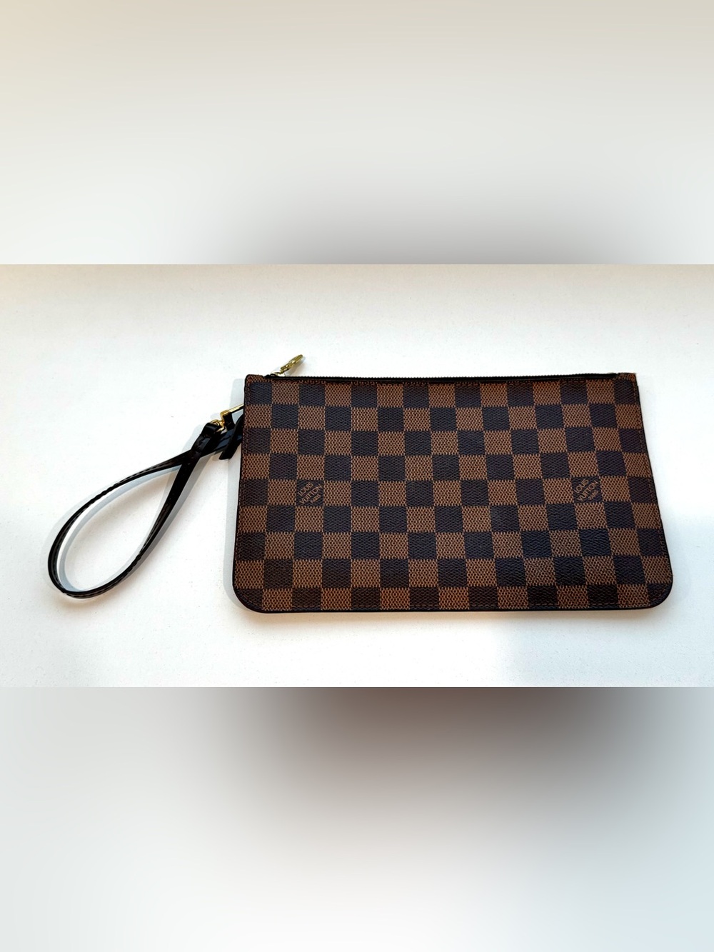Louis Vuitton Damier Ebene Brown and Dark Brown Zip Pouch